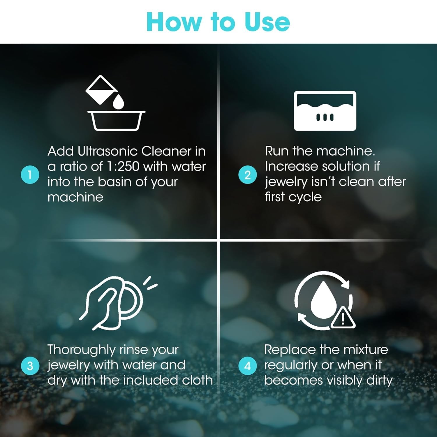 32 Oz Ultrasonic Jewelry Cleaner Solution Concentrate with Free Cloth