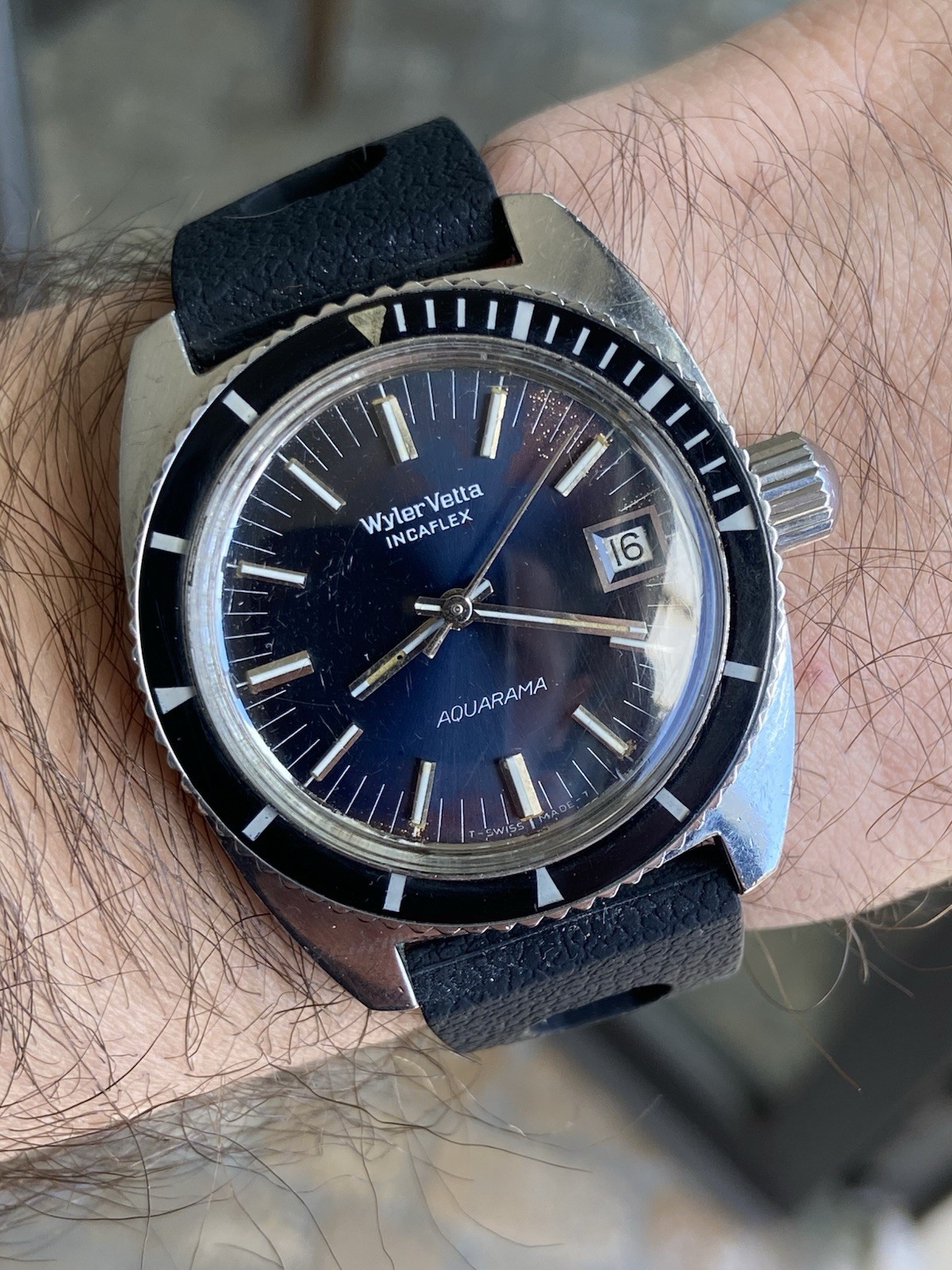 Vintage Rare Wyler Vetta Aquarama Automatic Diver Sub Watch
