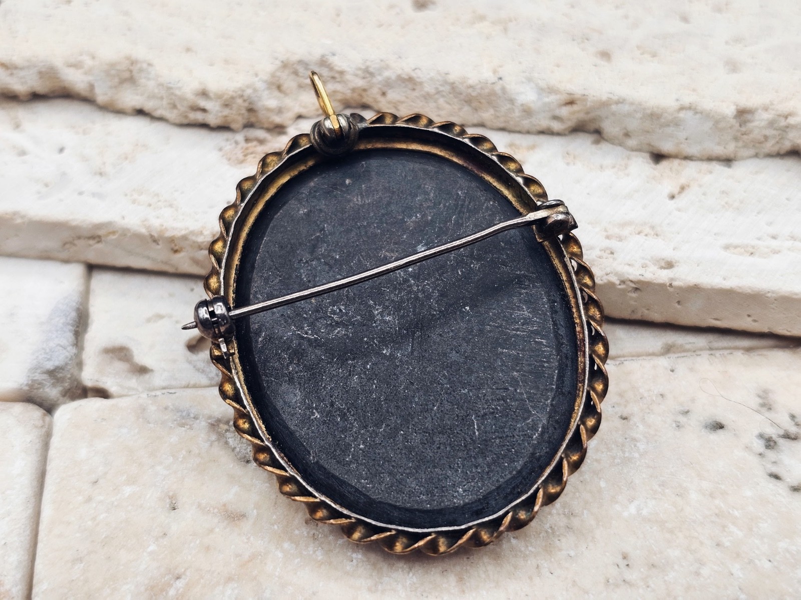 ANTIQUE ITALIAN 10K YELLOW GOLD FILL Pietra Dura Brooch AND Pendant – FLORAL