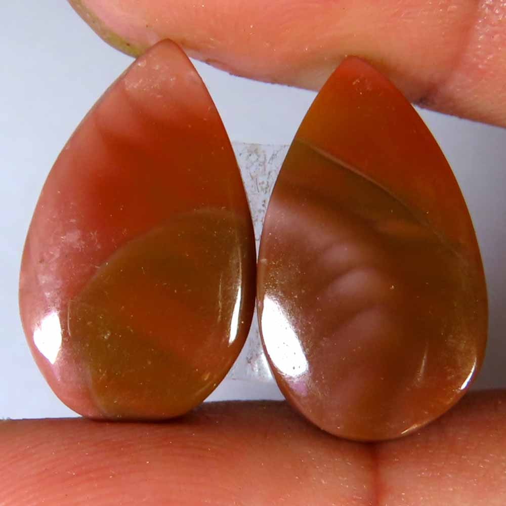 13.20Cts Natural Imperial Jasper Pear Cab Matched Pair 11x18x3mm Top Gemstones