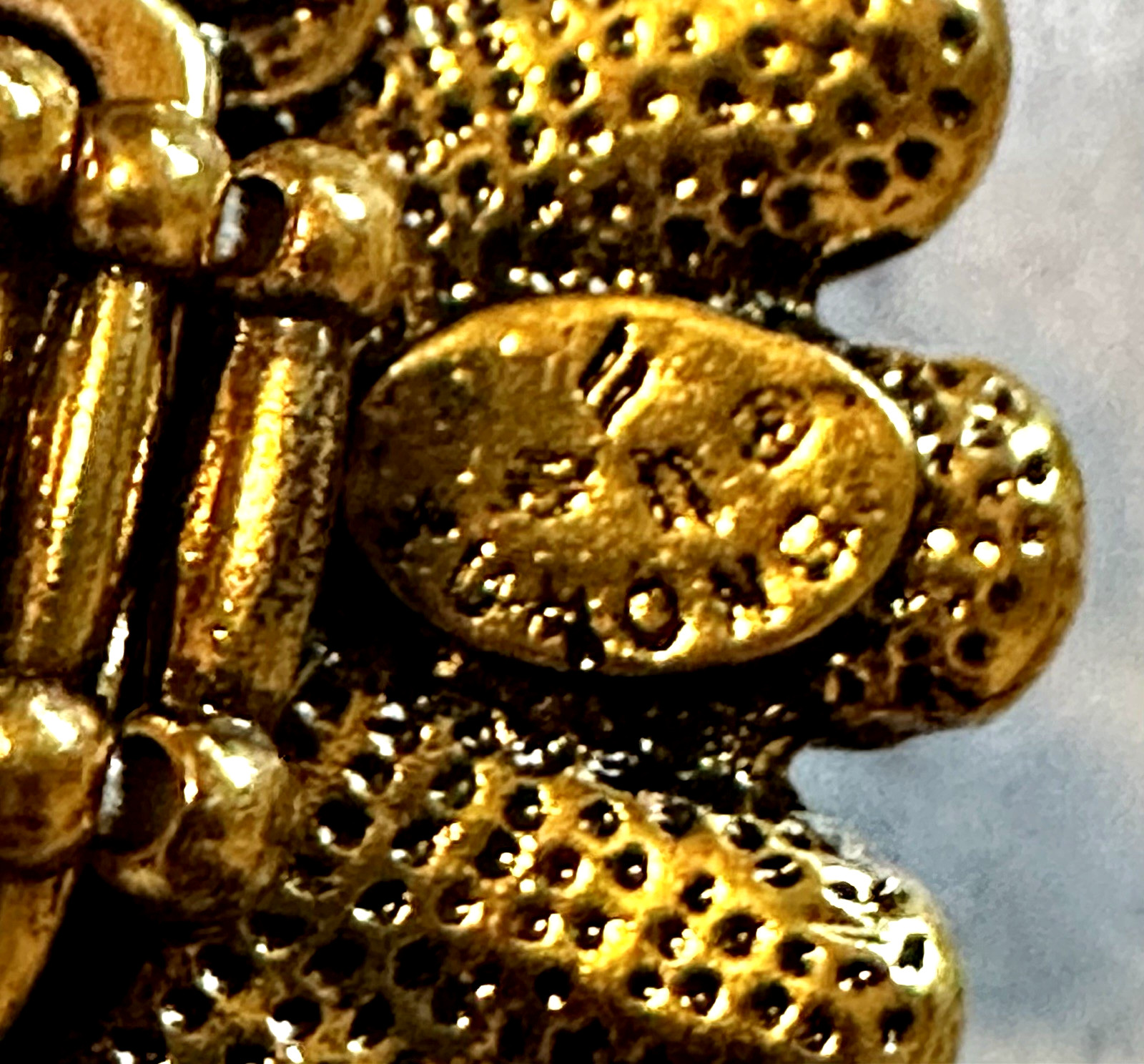 Vintage Gold Tone Stretchy Rhinestone Owl Ring, Signed