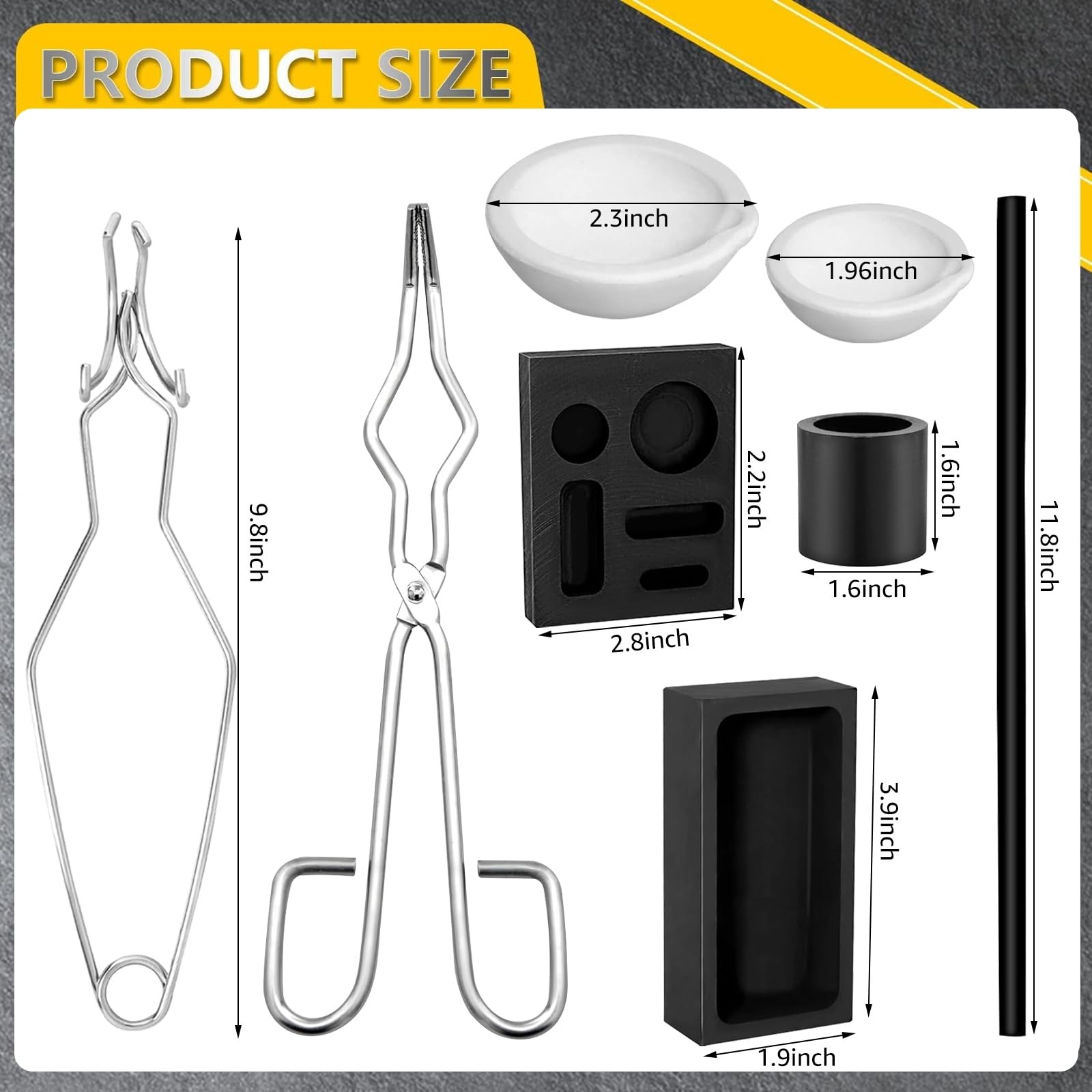 LAIAMER 8pcs Graphite Metal Melting Casting Kit, Including 2 Crucible Tongs, …