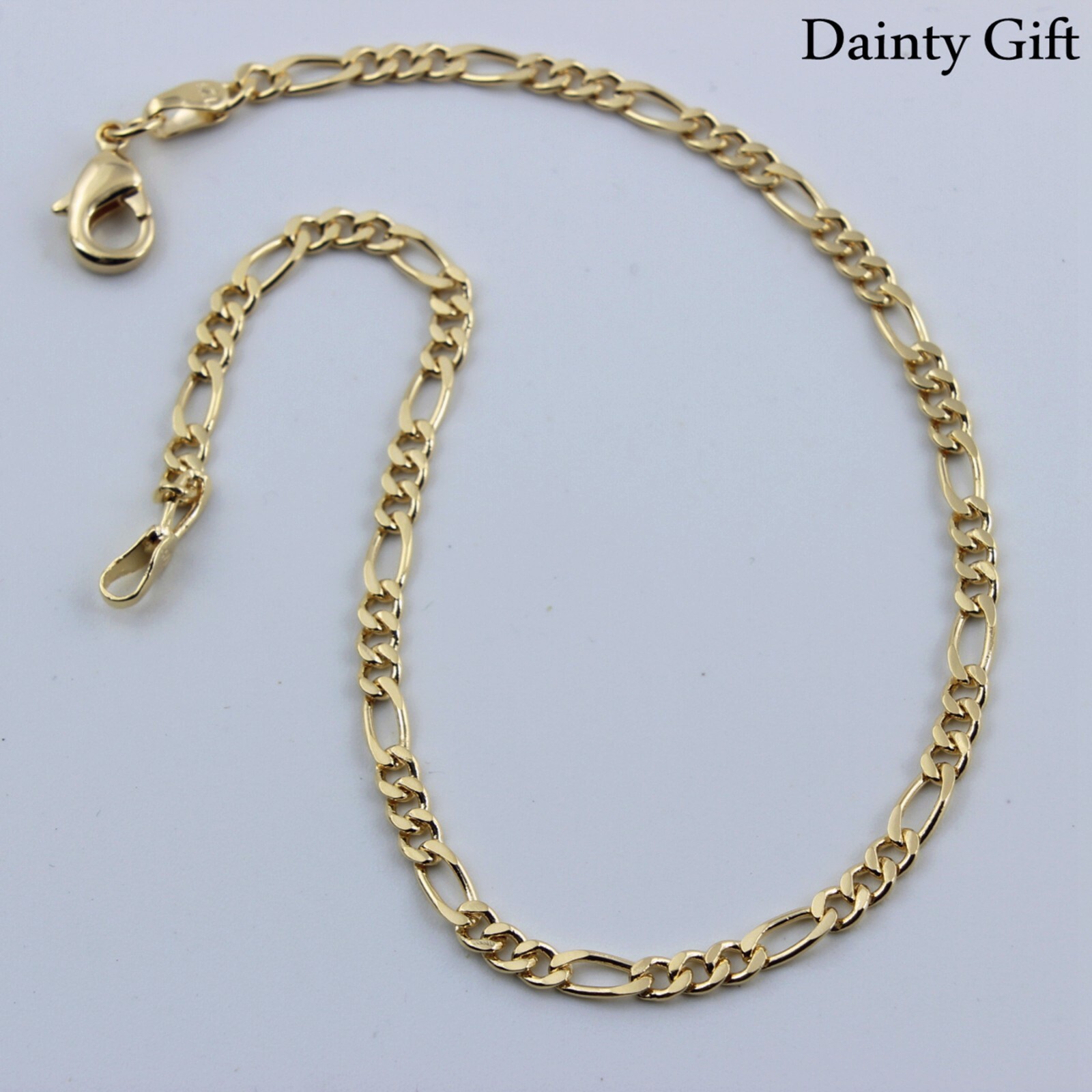 Women / Girl Gold Filled 3 mm Gold Figaro Link Chain Anklet Foot Bracelet 9.5″