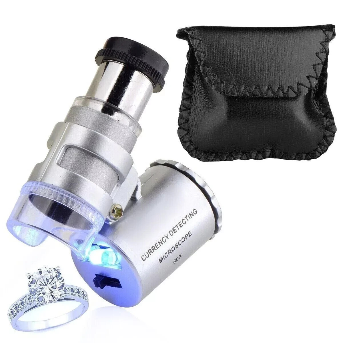 60X Magnifying Loupe Jewelry Jewelers Pocket Magnifier Loop Eye Glass Led Light
