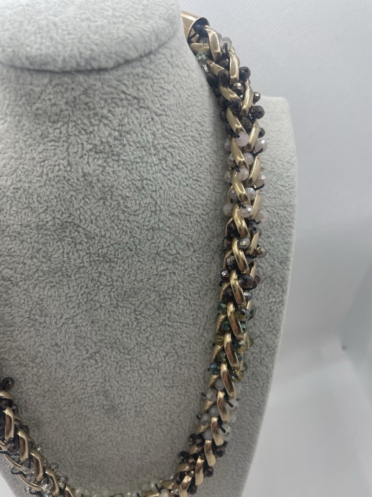 Accessorize Gold Tone Y2K Chunky Beaded Collar Necklace Statement Boho