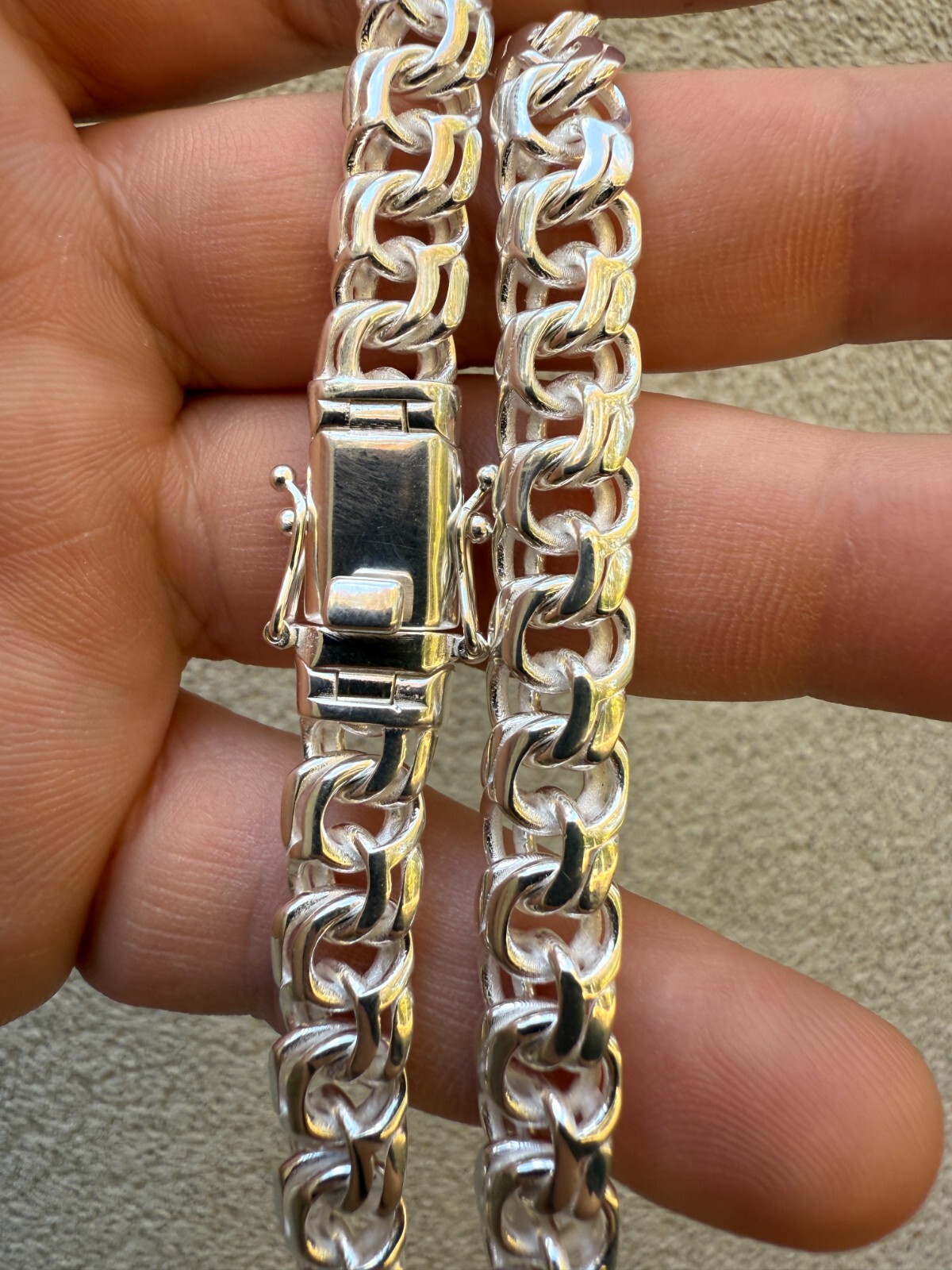 Real 925 Sterling Silver Handmade 9mm Cuban-Byzantine Chainmaille Chain Necklace