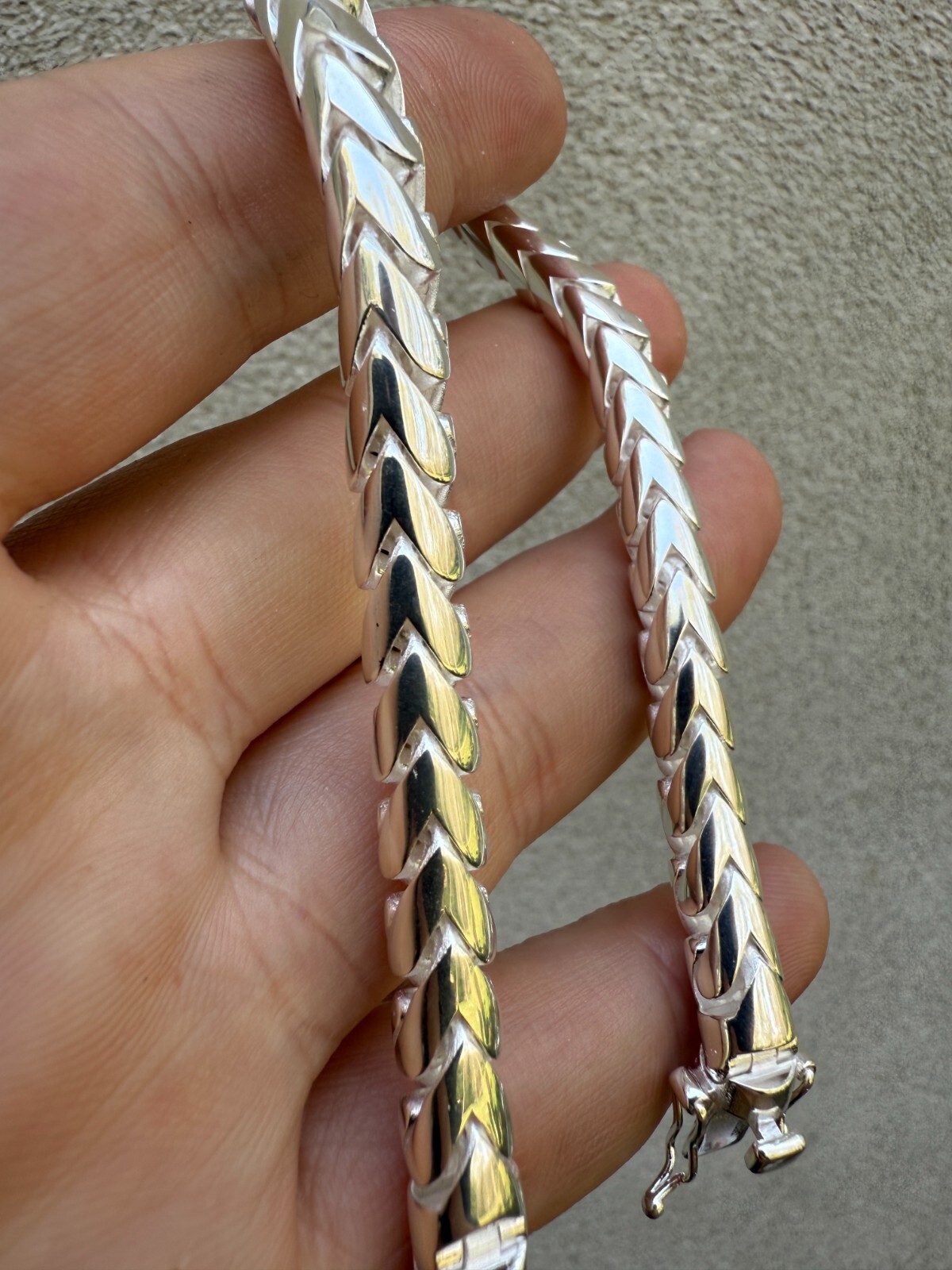 Real 925 Sterling Silver Round Franco Bracelet 5-7mm Handmade W. Box Clasp ITALY