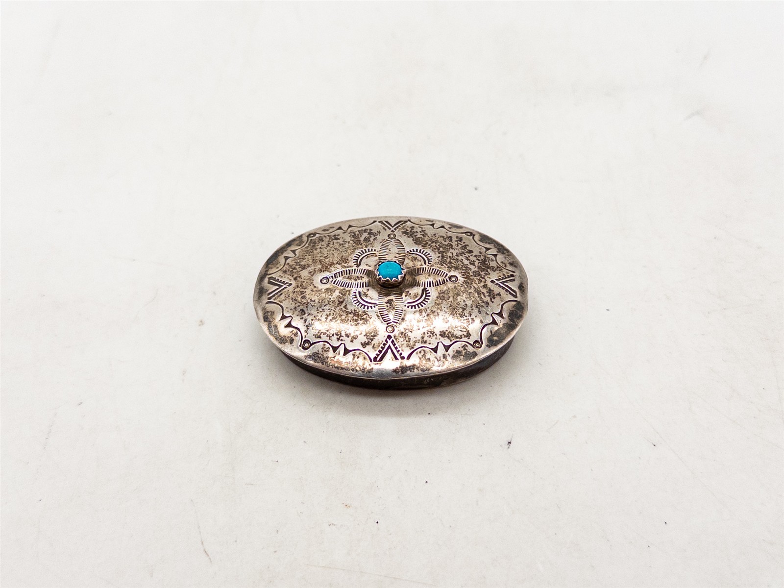 Signed Jeffrey Castillo $600 Natural Turquoise Sterling Silver PILL BOX Opens