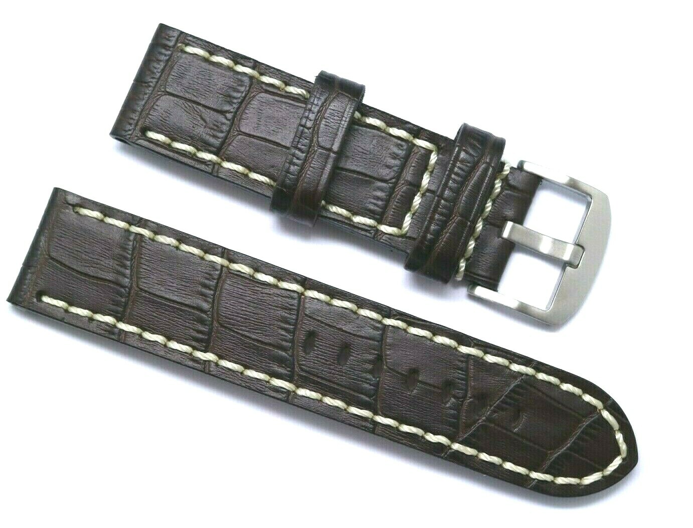 24mm Brown Croco Embossed Leather Replacement Watch Strap – Panerai or Big Watch