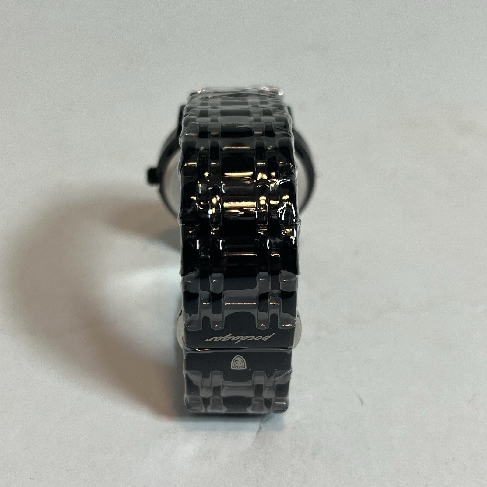 POEDAGAR 910 Mens Black Gold Rhinestone Day Date Quartz Bracelet Watch New