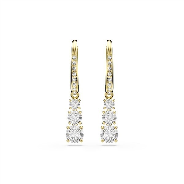 Swarovski Stilla Attract Hoop Earrings Round Cut White, Gold-Tone Plated 5723300