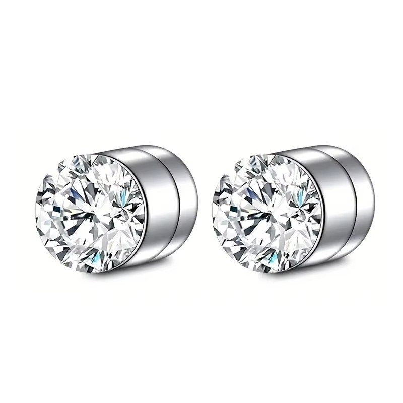 Steel Magnetic Stud Earrings 6MM For Women Men Non-Piercing Clip On Stainless