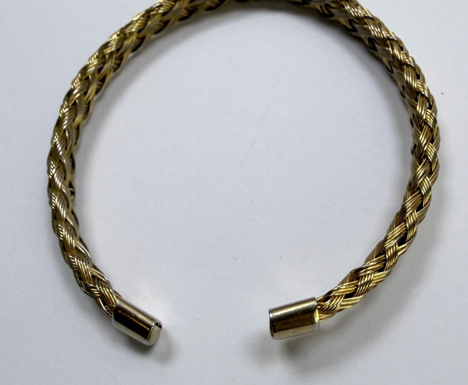 Gold Tone Braided Wire Cuff Bracelet Open Style Classic Minimalist