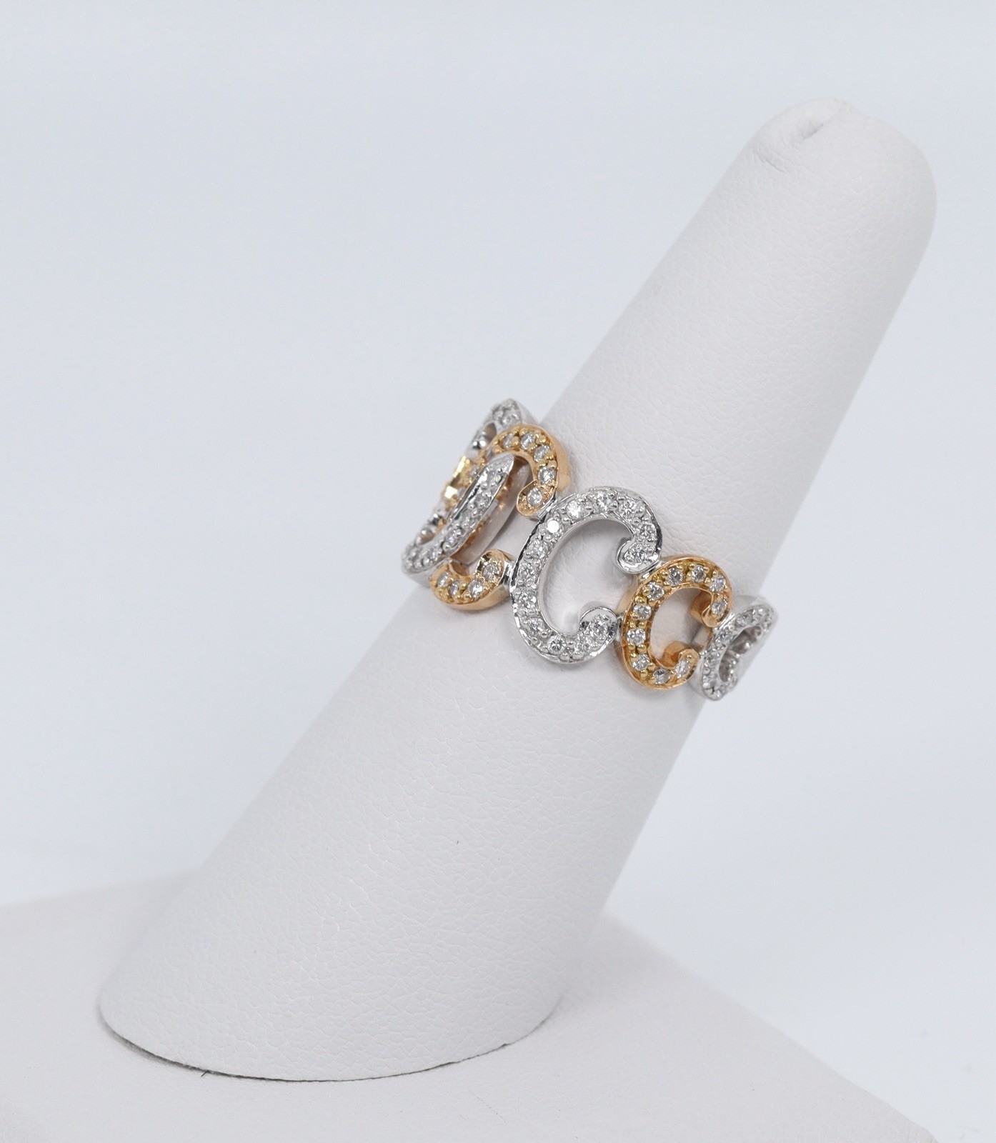 Estate Charriol Pave Set Diamond Band 11.8MM 18k White & Rose Gold. Size 6.5