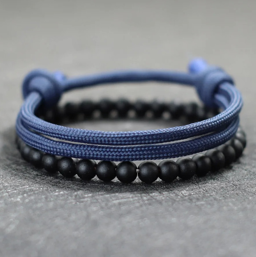 2PCS Handmade Paracord Bracelet Set for Men – Adjustable Summer Nautical Style