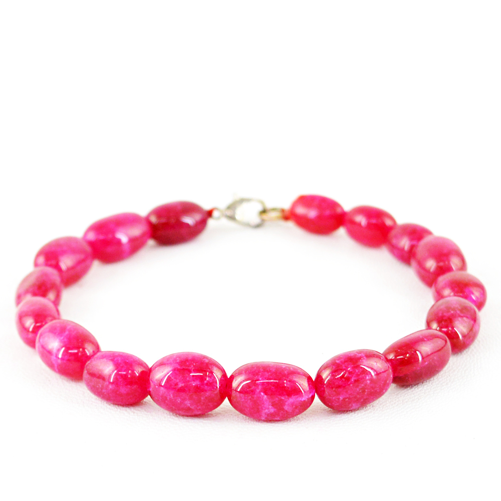 Best Quality 114.50 Cts Earth Mined Rich Red Ruby Oval Shape Beads Bracelet