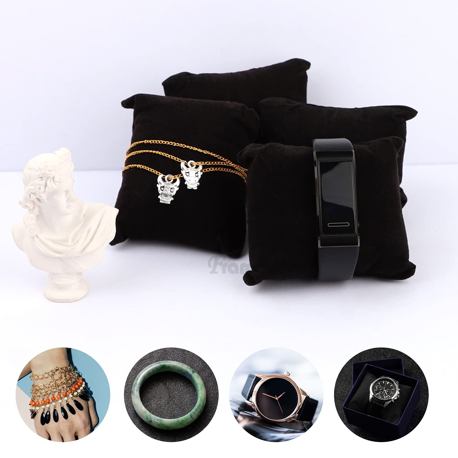 Framendino, 20 Pack Small Black Watch Pillow Velvet 20 Pack,
