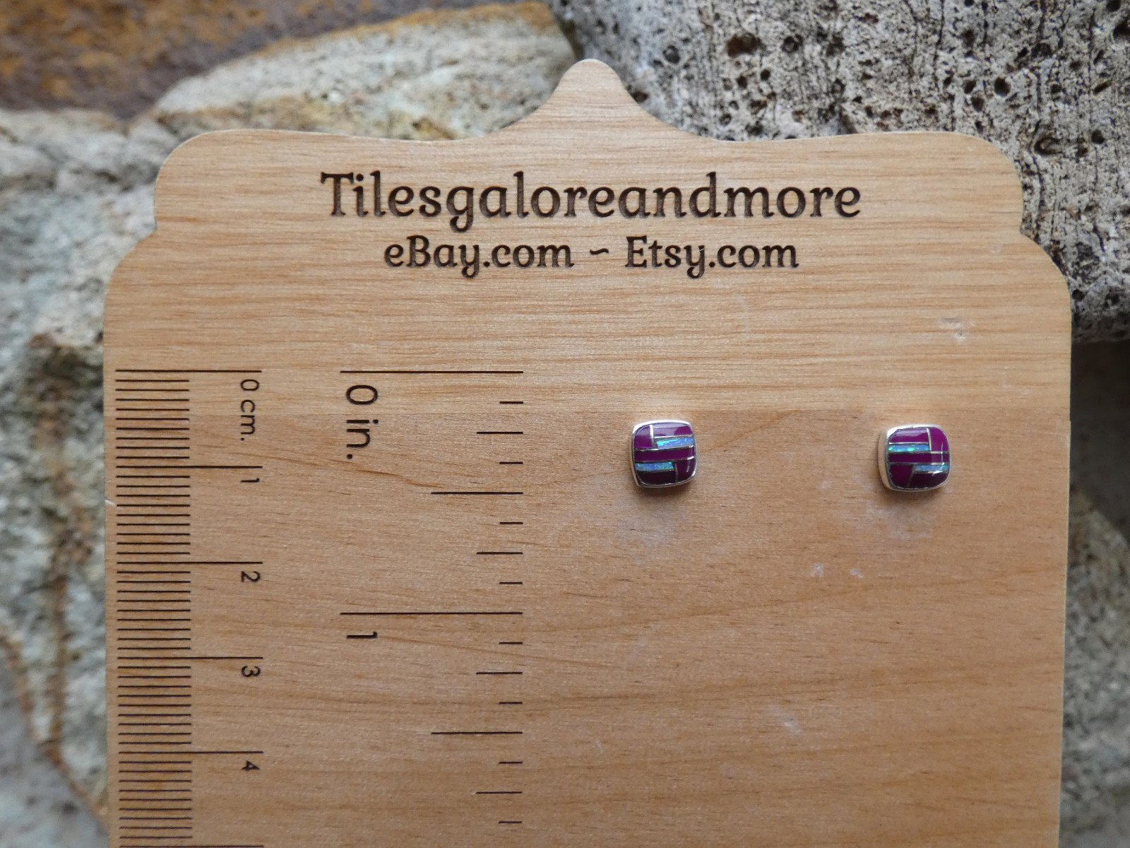 Purple Sugilite & Opal Gemstone Petite Post Earrings Sterling Silver NEW P55