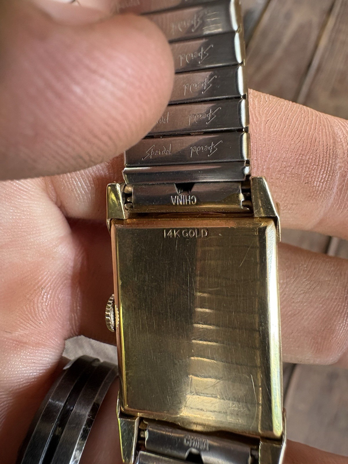 Wittnauer Tank 14K Gold Rectangular Manual Wind Dress Watch Small Seconds