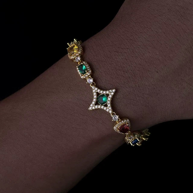 15Ct Multi Cut Lab Created Multicolor Tennis Bracelet 14K White Gold Plated