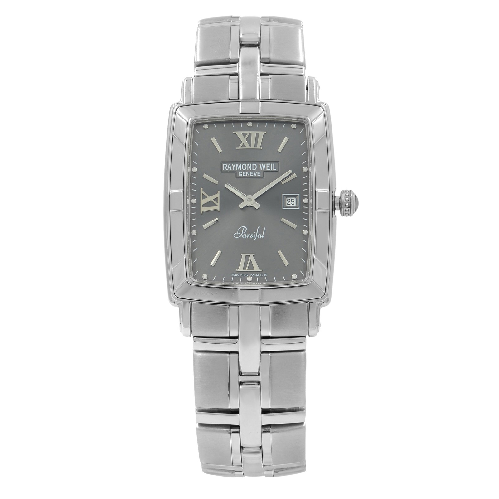 Raymond Weil Parsifal Rectangle Gray Dial Steel Quartz Men Watch 9341-ST-00607