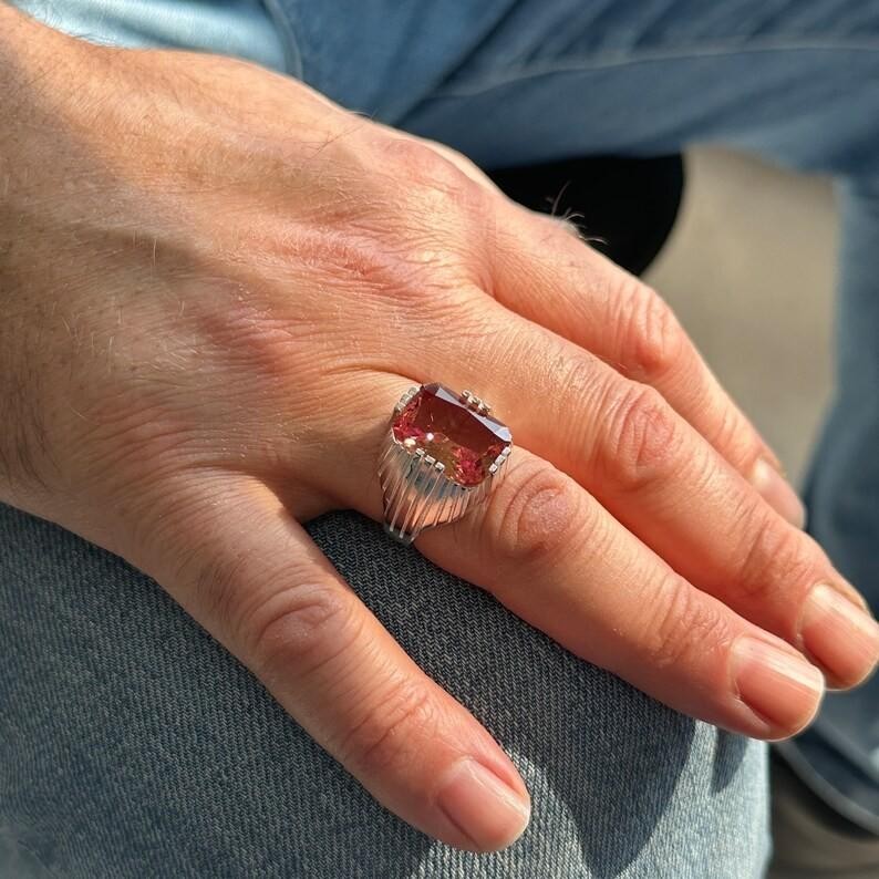 Men Handmade Natural Zultanite Square Handmade Ring