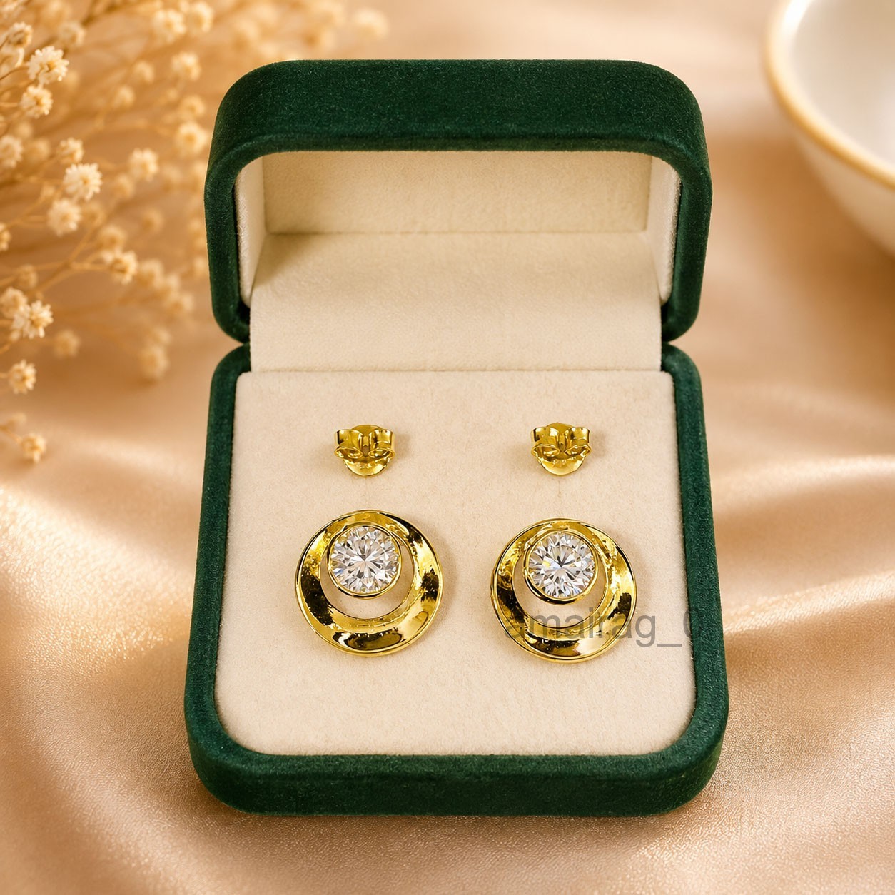 2 Carat White Treated Diamond Stud Earrings Yellow Gold Plated VVS1 Certified
