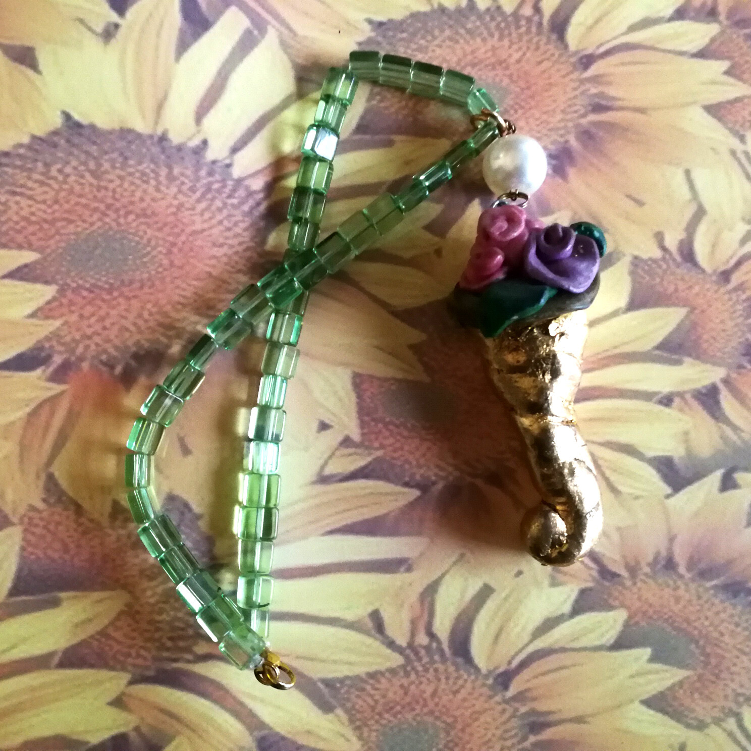 lucky horn plenty talisman pendant necklace amulet cornucopia money vintage gift
