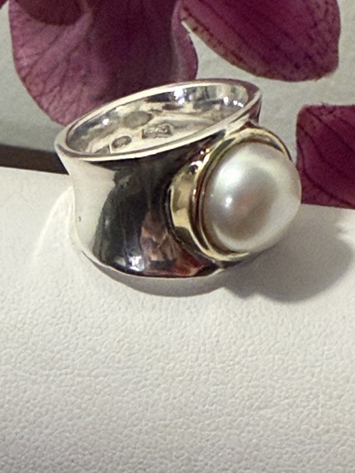Ross-Simons 9.5-10mm Cultured Pearl Ring in Sterling Silver With 14kt Gold Italy