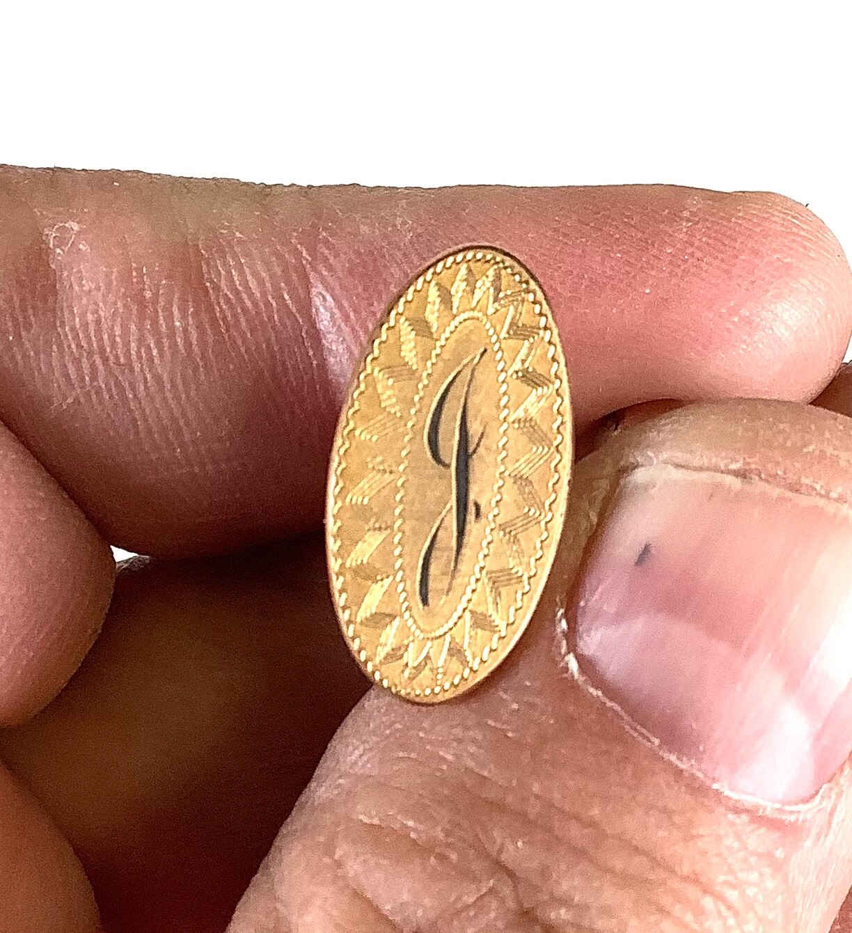 Eirar & Co. Gold Color Cufflink Monogram Initial J ** Vtg E Ira Richards Co