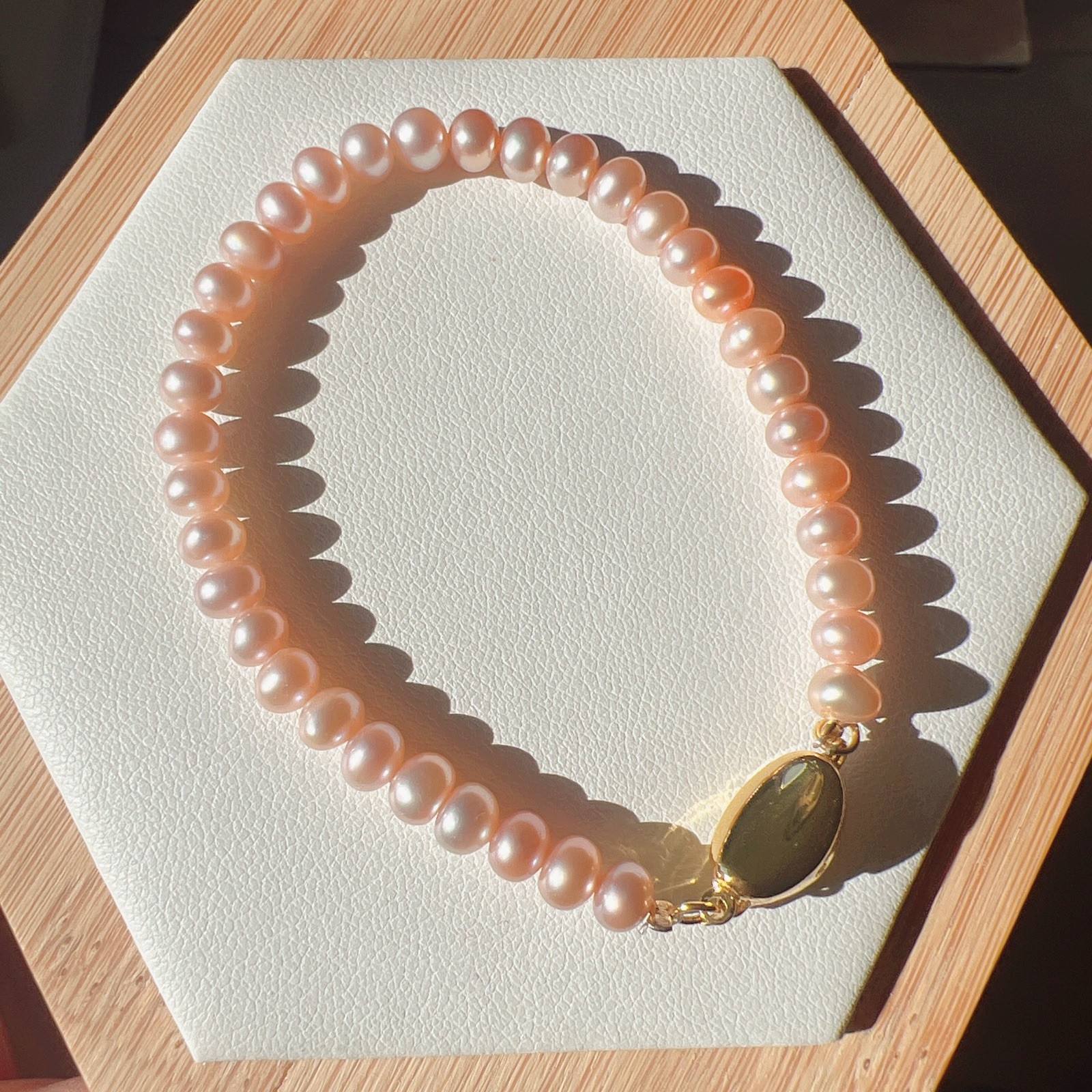 Beautiful Natural Genuine Pearl Beaded Bracelet,5mm Bead,16cm Long