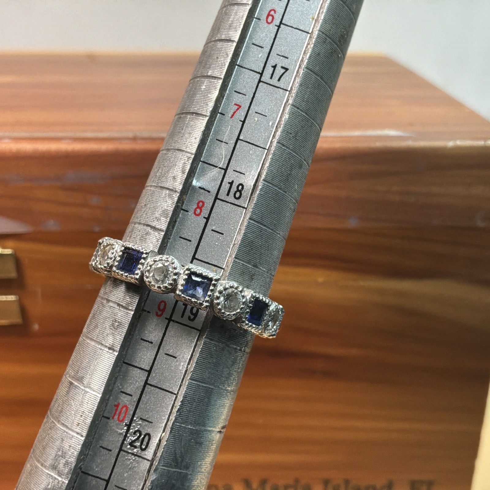 Sterling Silver Baguette Sapphire Tested Wedding Lab Created Ring Size 9