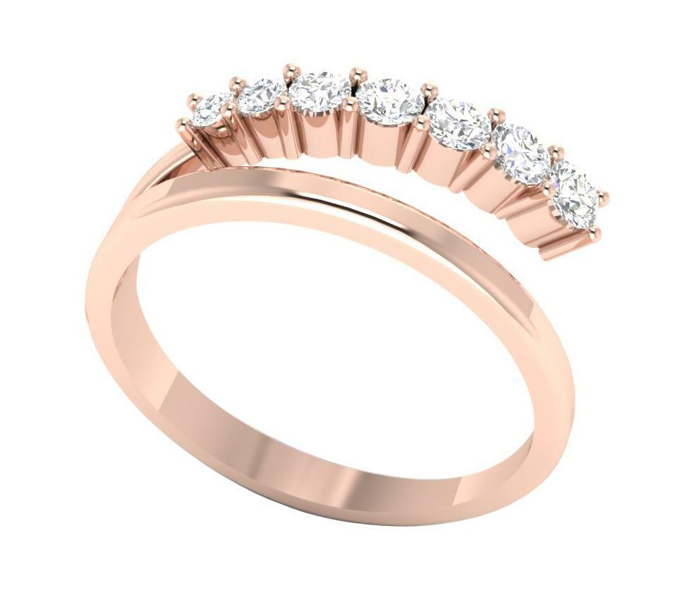 VVS1 F 0.35 Ct Natural Diamond 14K White Gold Anniversary Ring Prong Set 6.40mm