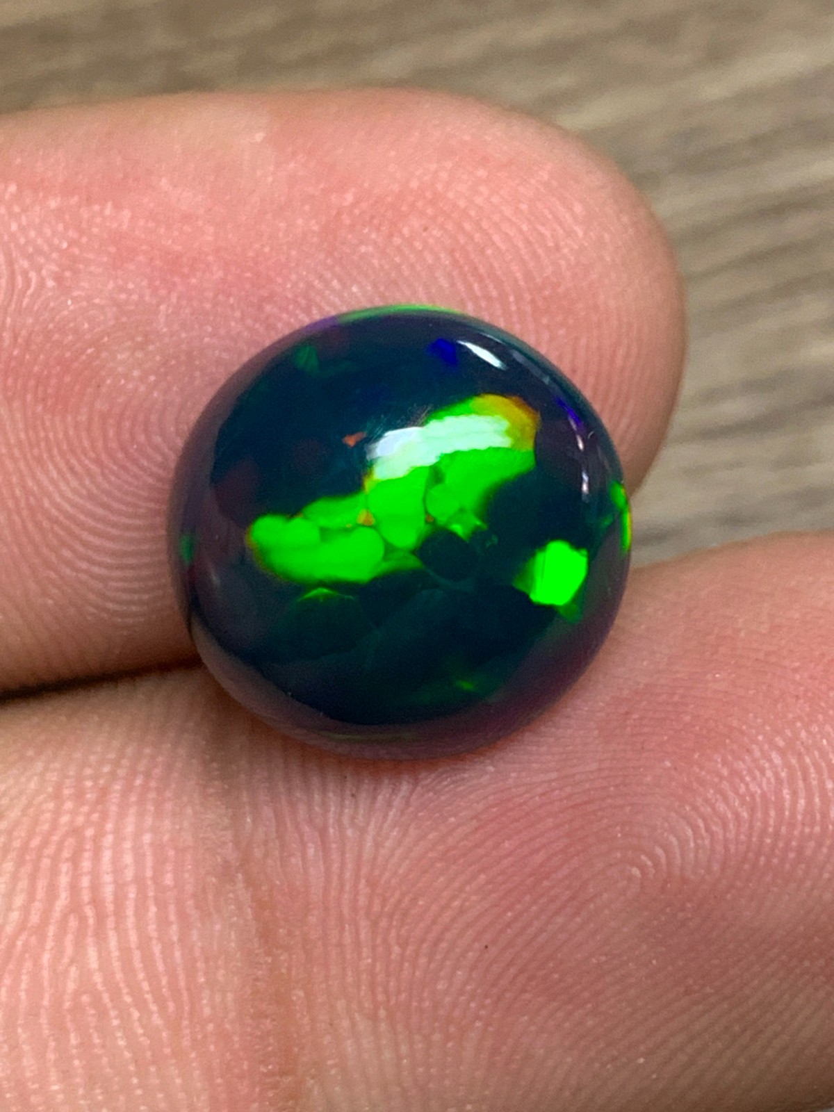 Ethiopian Black Opal Gemstone 4.65crt Round Cabochon Honeycomb Welo Loose Stone