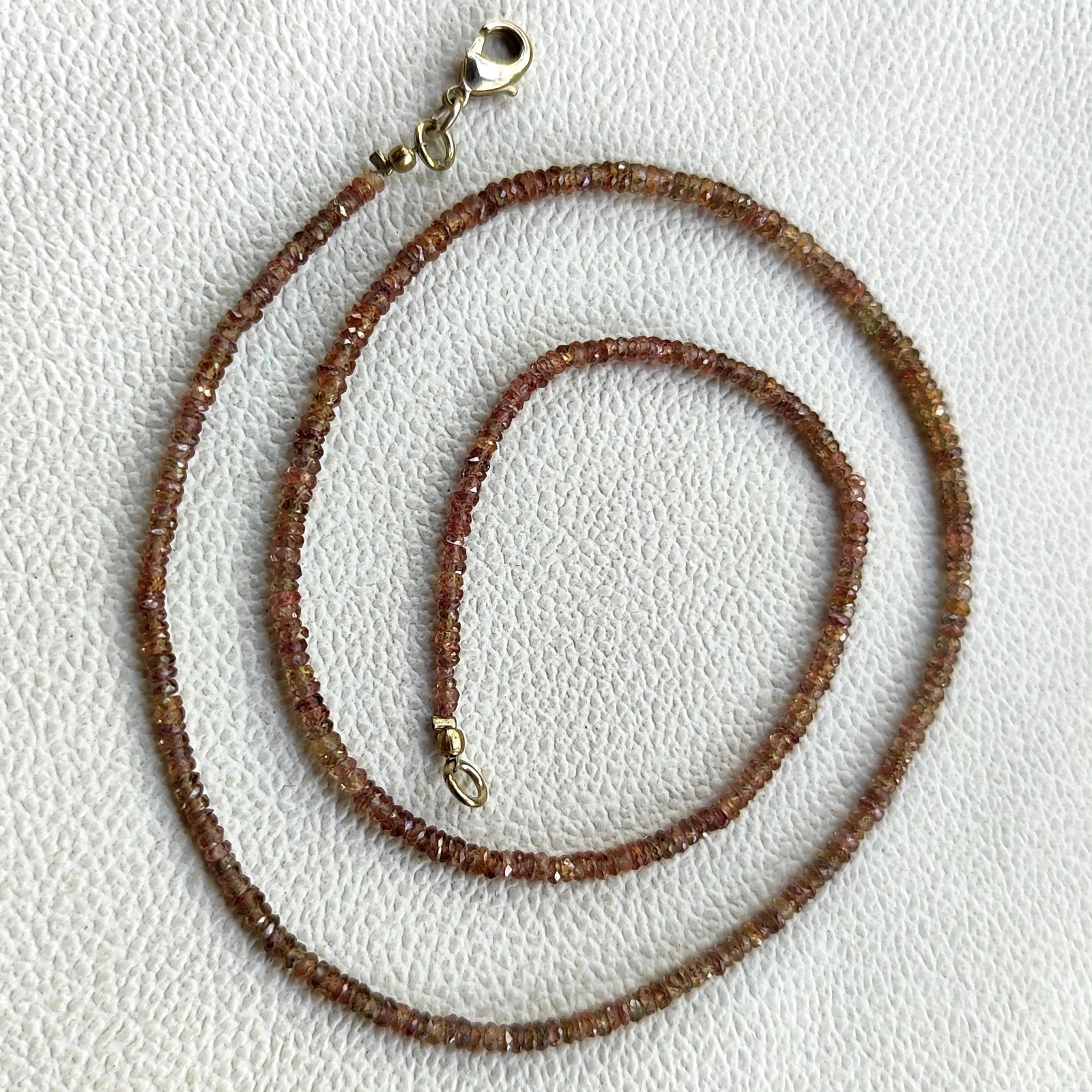 Natural Madagascar Brown Sapphire 2.5-3mm Faceted Rondelle Bead 19″ Necklace