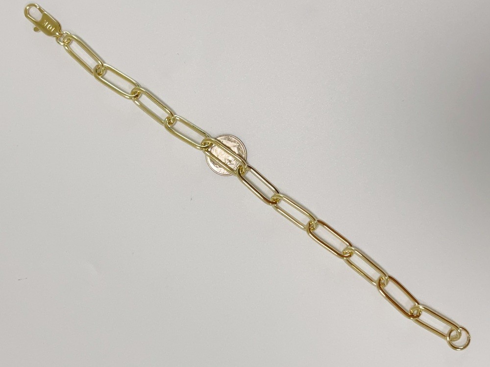 10k Yellow Gold 10.5mm Paperclip Chain Cable Link Rolo Bracelet Womens Mens 8″