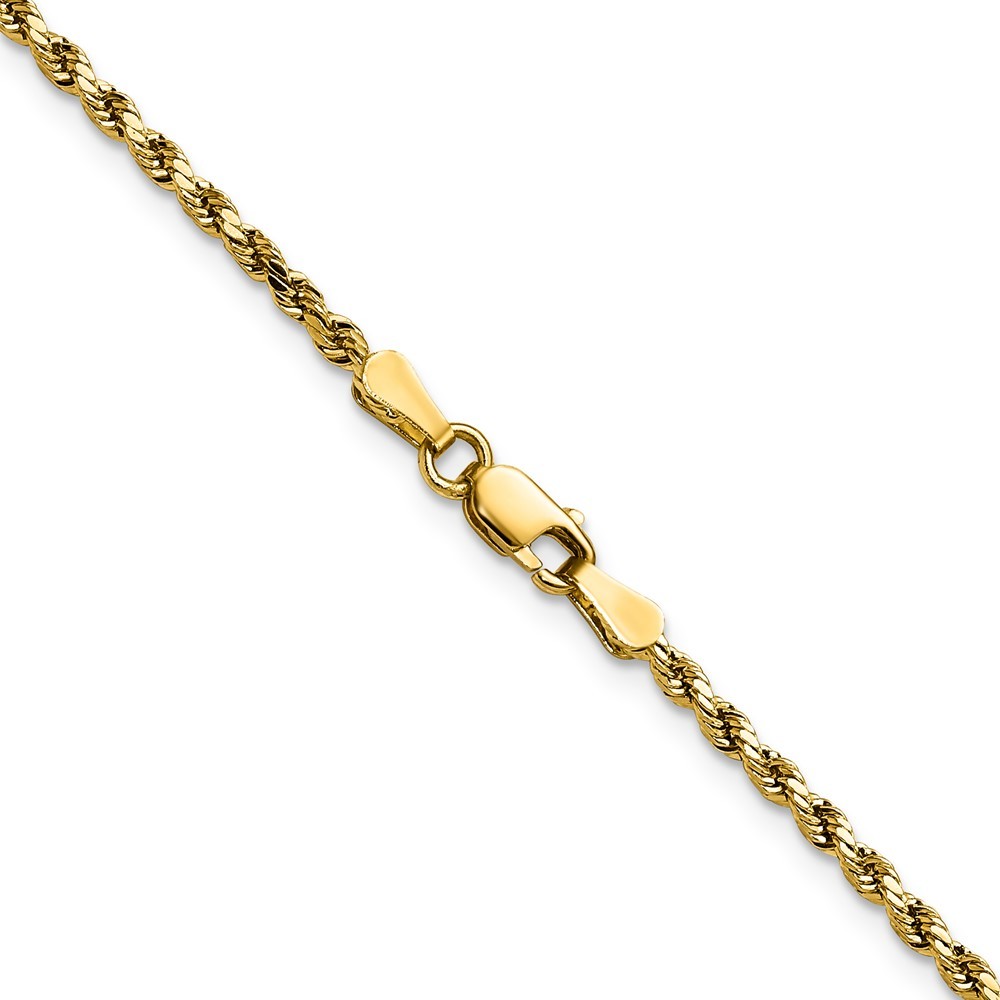 14K Yellow Gold 2.25mm Semi Solid Diamond-cut Rope Chain Necklace 22″ 3.29gm