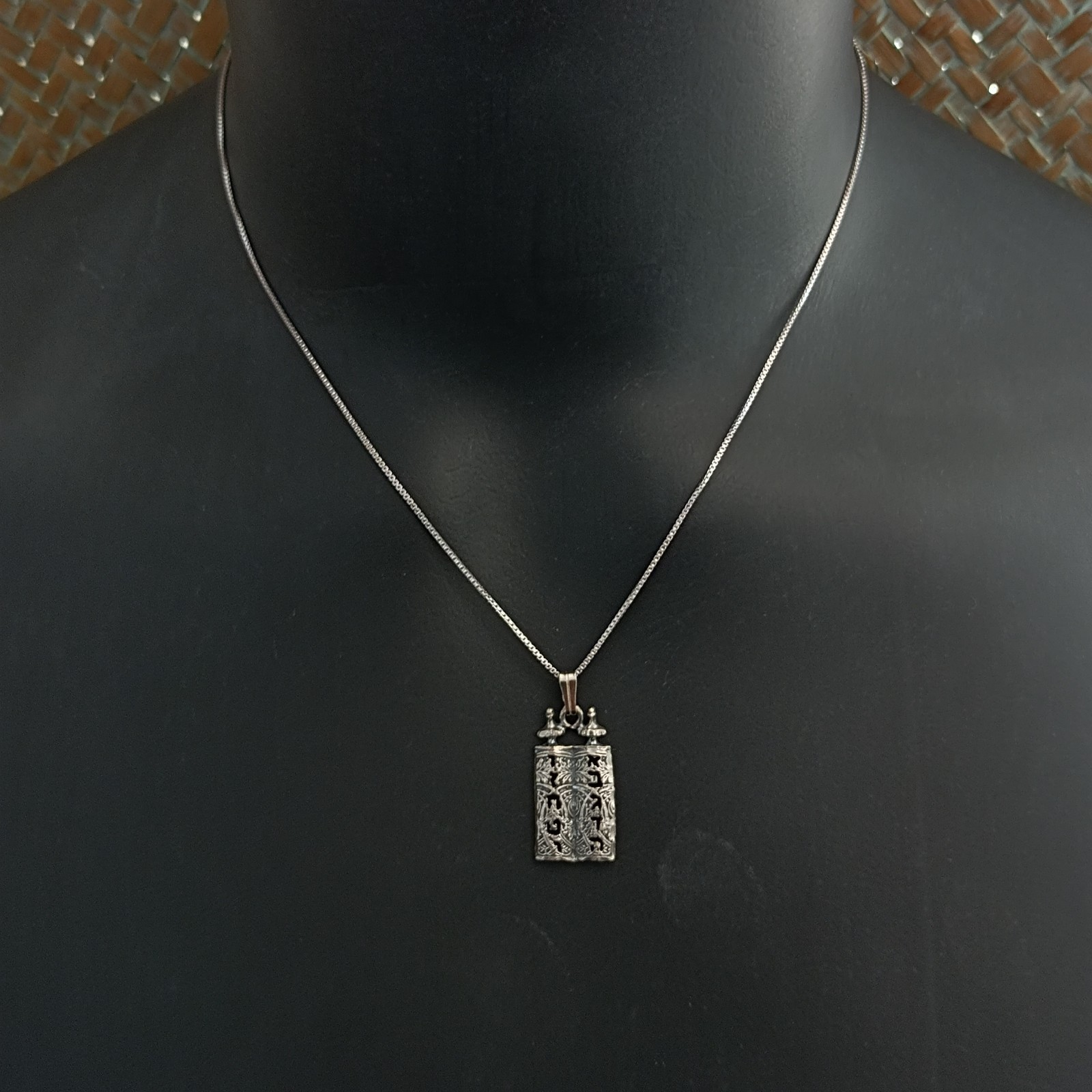 Ten Commandments Necklace Sterling Silver Torah Judaica Faith Men Women Gift VTG