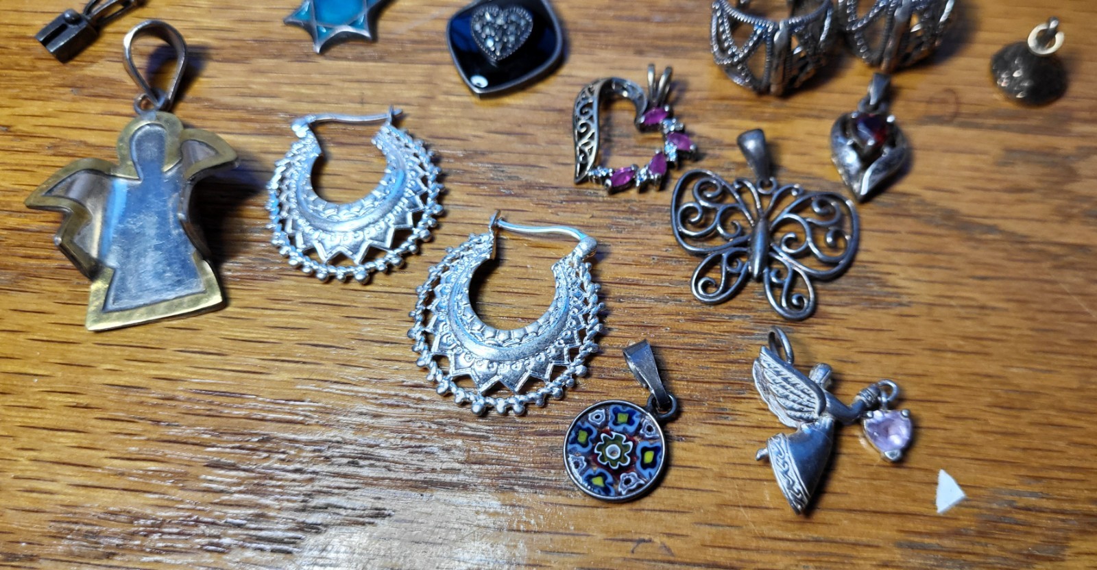 70+grams 22 Pices MARKED 925,SILVER EARRING,PENDANTS, BRACELET.WEARABLE,SELLABLE