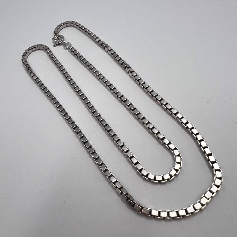 Vintage Sterling Silver 925 Box Chain Necklace 41cm Marked Unisex Jewelry 11.3g