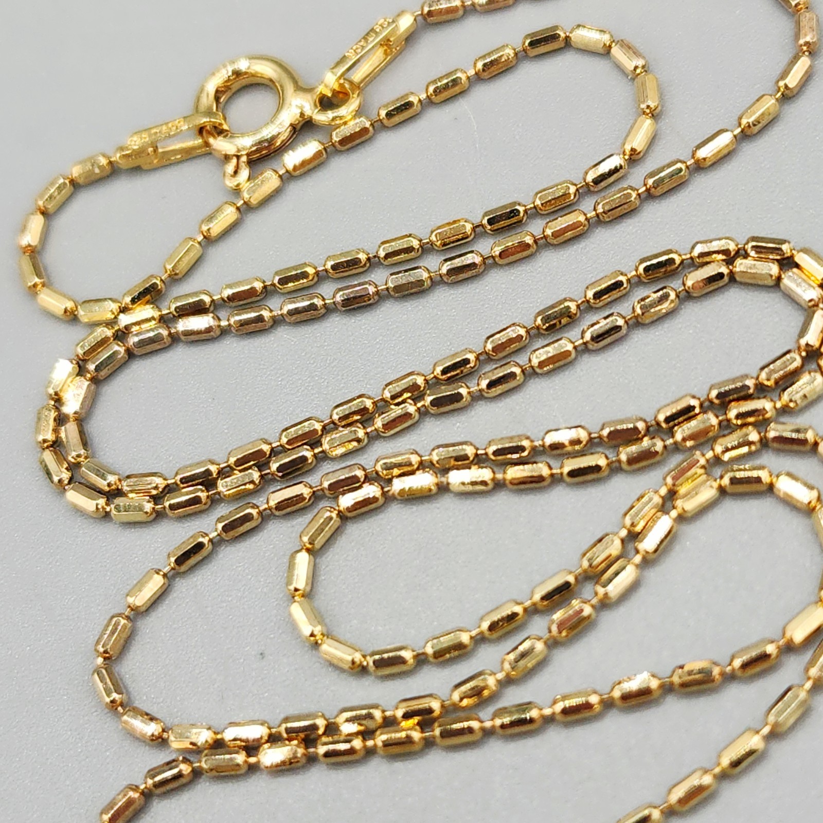 Itaor Sterling Silver 925 Italy Yellow Gold Vermeil Bar Chain Necklace 2.4 Grams