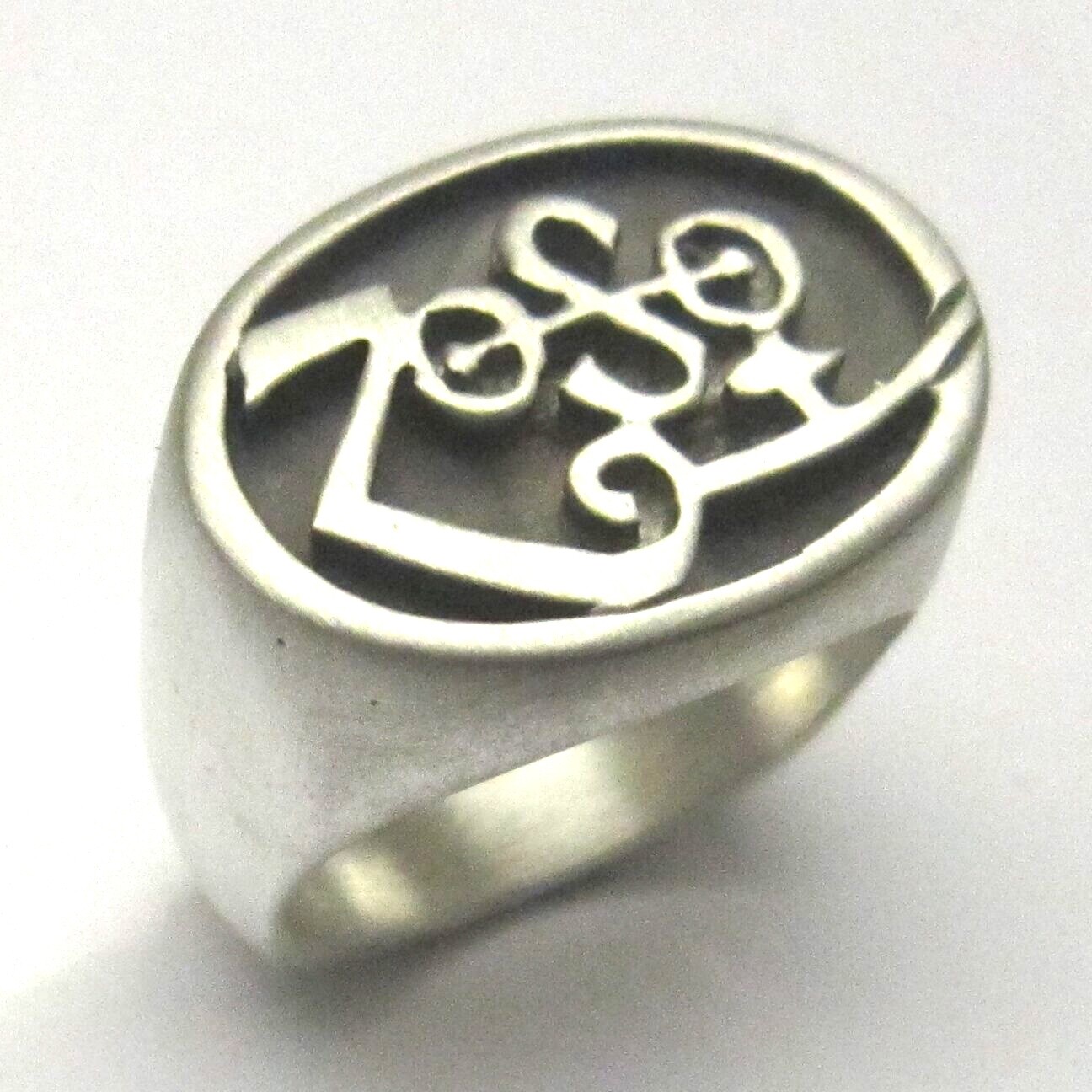 MJG STERLING SILVER OVAL ZOSO RING. JIMMY PAGE. LED ZEPPELIN. STARTS AT SIZE 10
