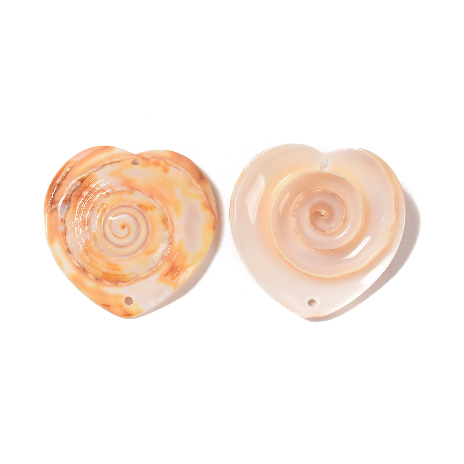 Natural Conch Sea Shell Heart Shape Beads with Double Holes 30mm 40mm 13″ Strand