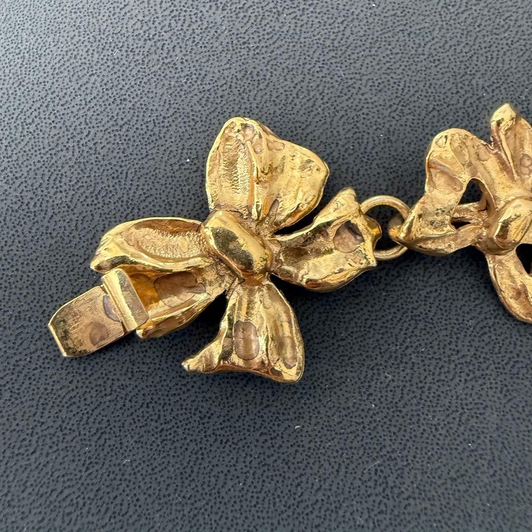Yves Saint Laurent Vintage Ribbon Motif Bracelet Yellow Gold Women’s Jewelry JPN