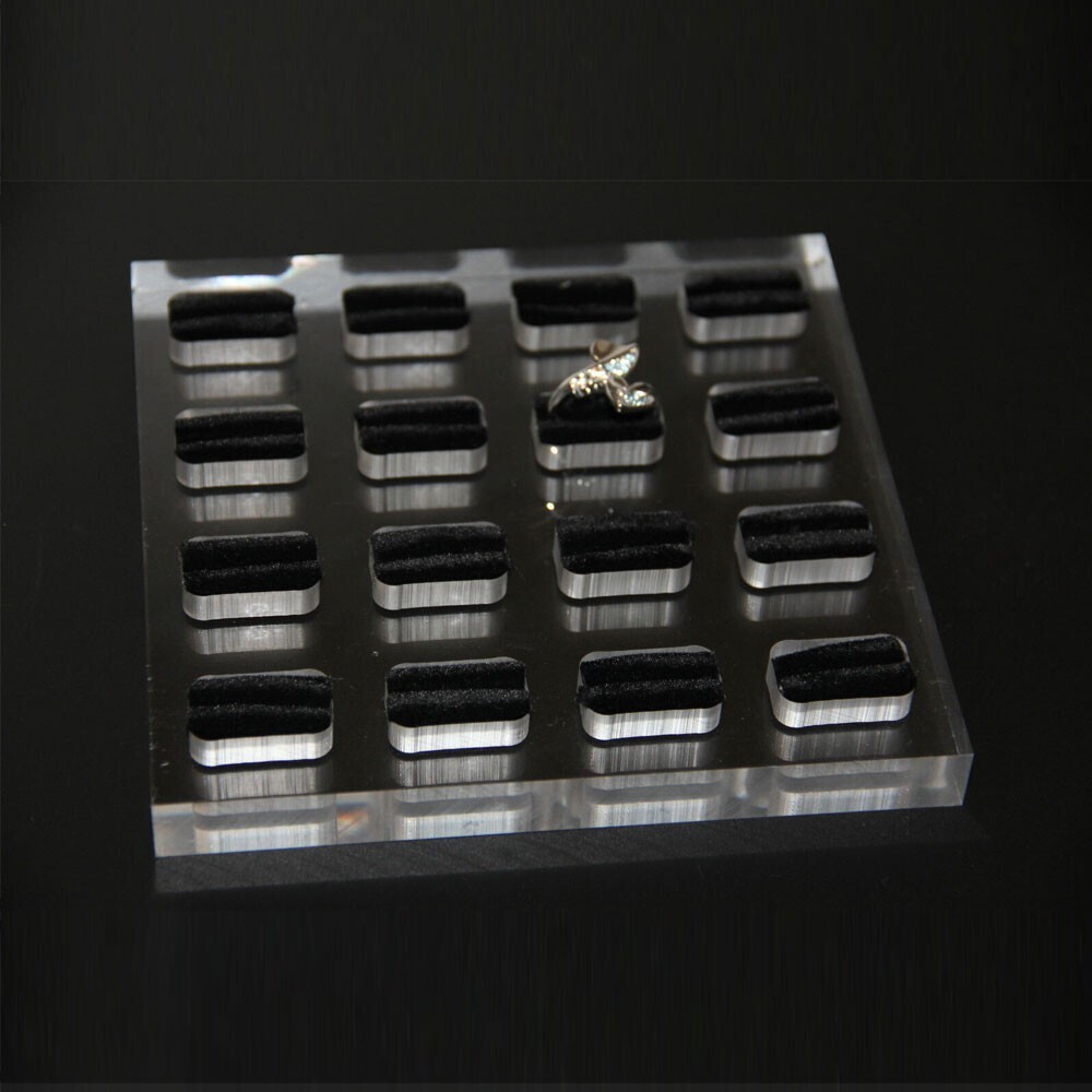 2x Acrylic Ring Display Stand Rings Support Rack Jewelry Retail Holder Organizer