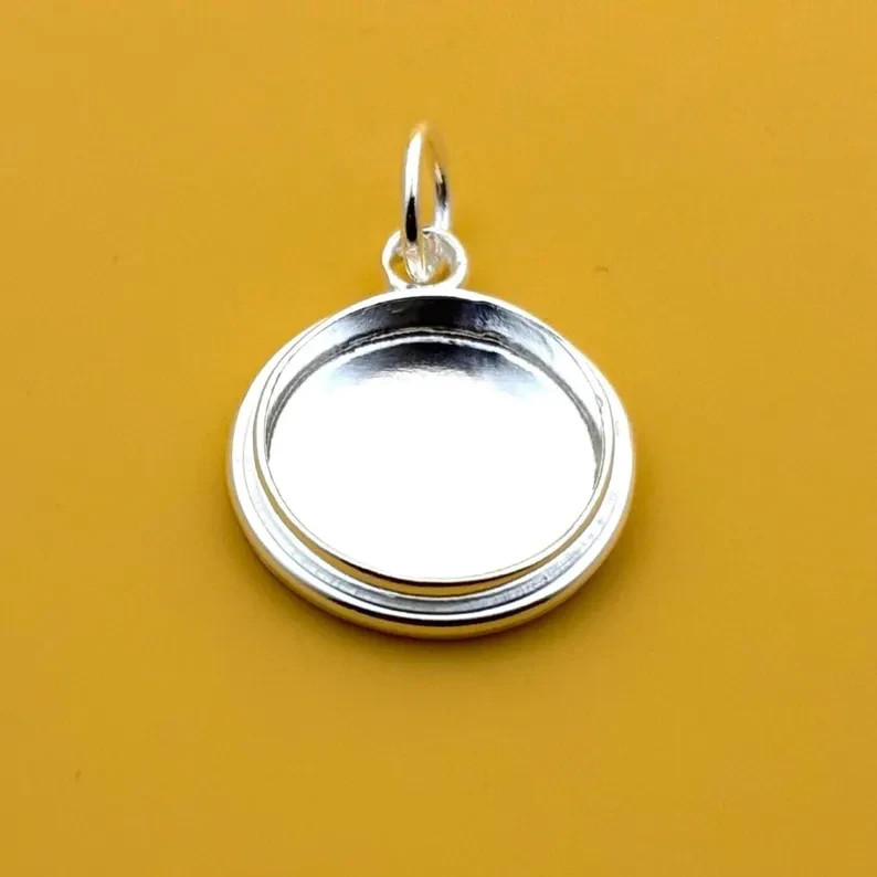 925 Sterling Silver 8mm Round Bezel Pendant Setting Blank Jewelry Making