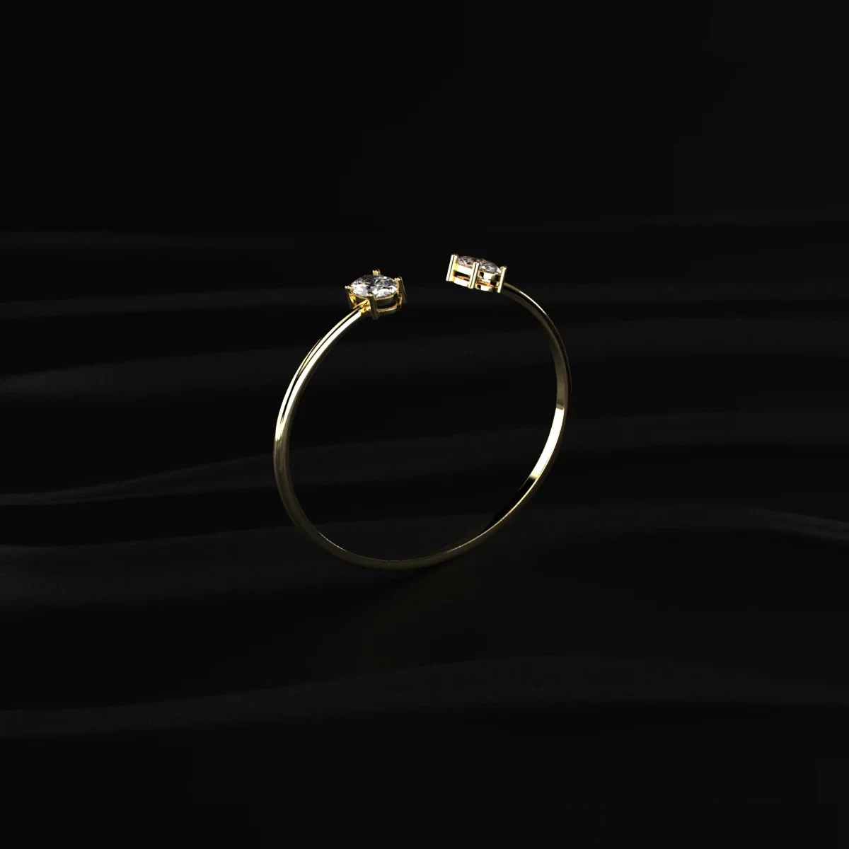 2Cttw Oval Moissanite Toi Et Moi Open Bangle