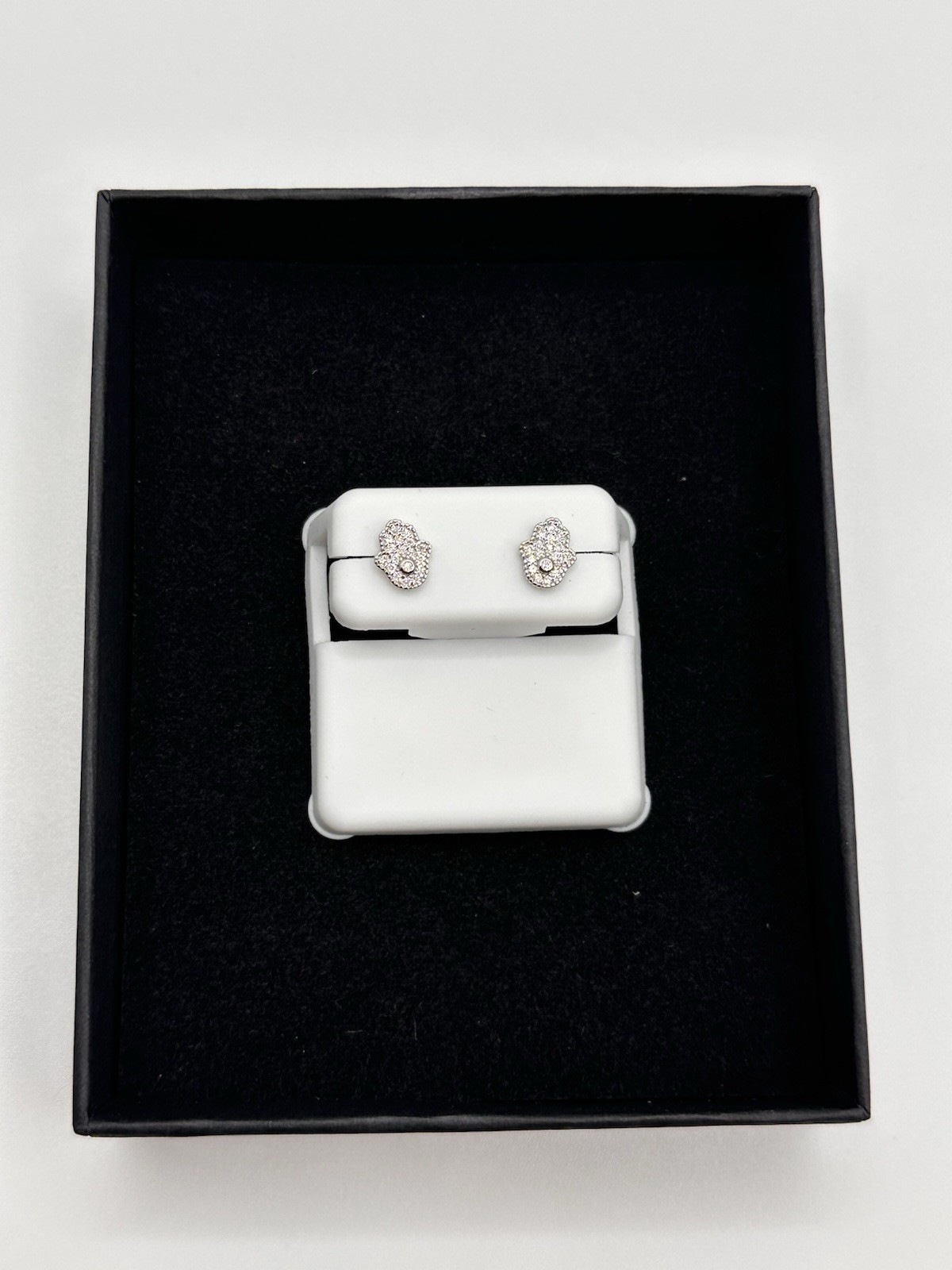 Moissanite Hamsa Hand Stud Earrings 1.00CTW 925 Sterling Silver Pave New