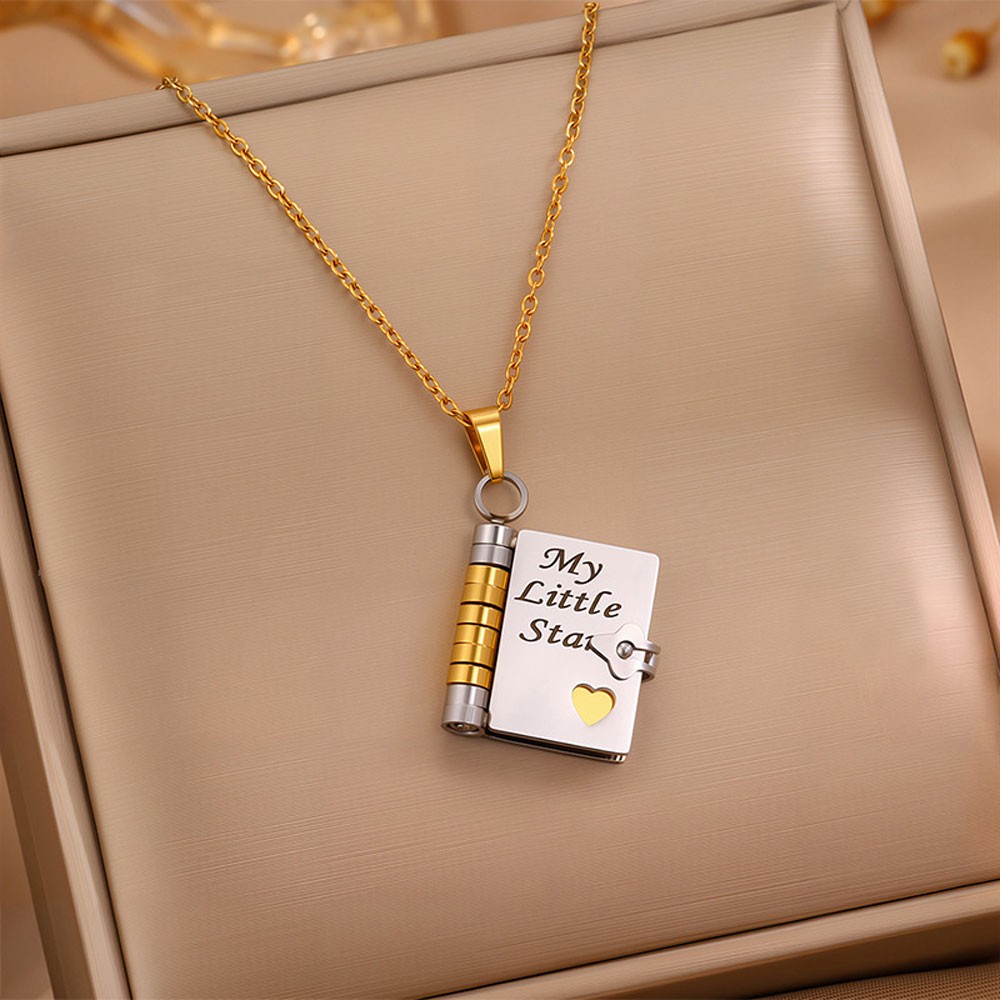 My Little Star Book Pendant Necklace for Daughter Open Pages Engraved Letter US