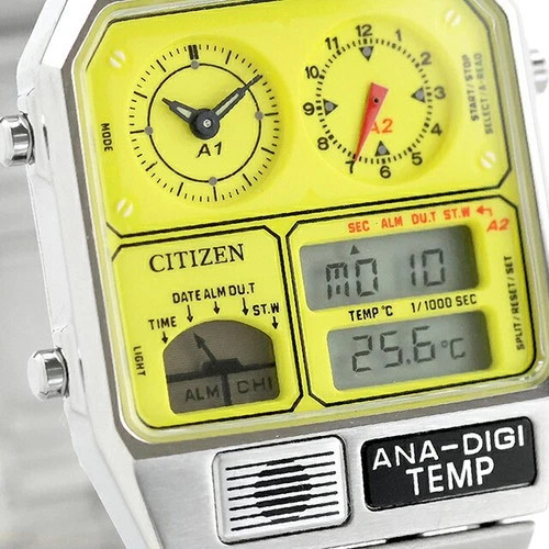 Citizen JG2170-59Y Record Label Playground Ana-Digi Temp Ltd 500 Yellow JDM New